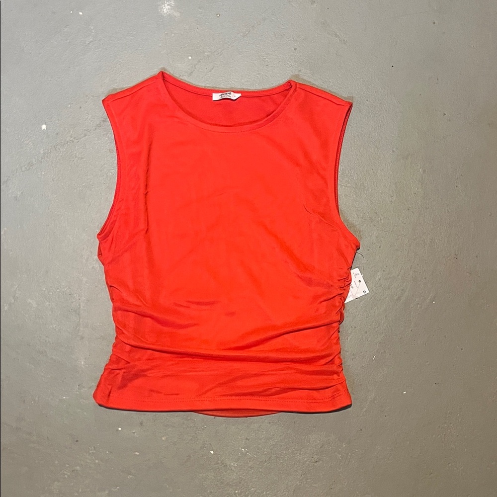 Vibrant Mesh Red Sleeveless Top BNWT